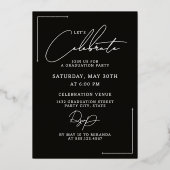 Stylish Minimalist Graduation Announcement Party 箔招待状 (裏面)