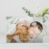 Stylish Modern Baby Girl photo Baby Shower サンキューカード (スタンド正面)