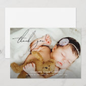 Stylish Modern Baby Girl photo Baby Shower サンキューカード (正面/裏面)