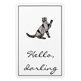 Stylish Modern Black Graphic Cat and Script マグネット
