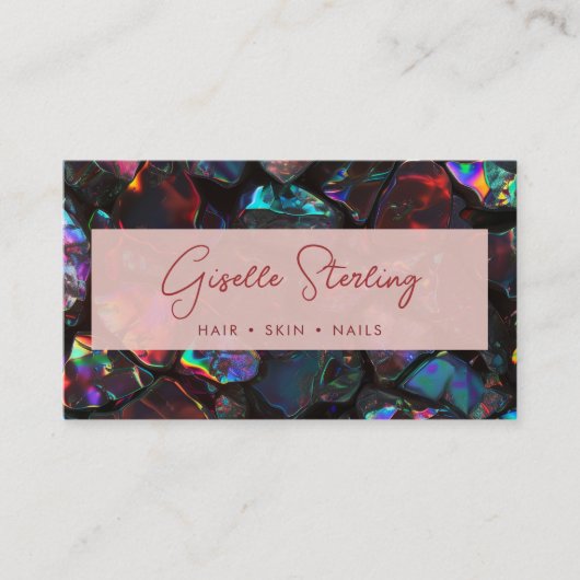 Stylish Modern Black Opal Professional QR Code 名刺 (正面)