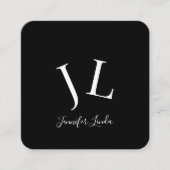 Stylish modern black white rounded  スクエア名刺 (正面)