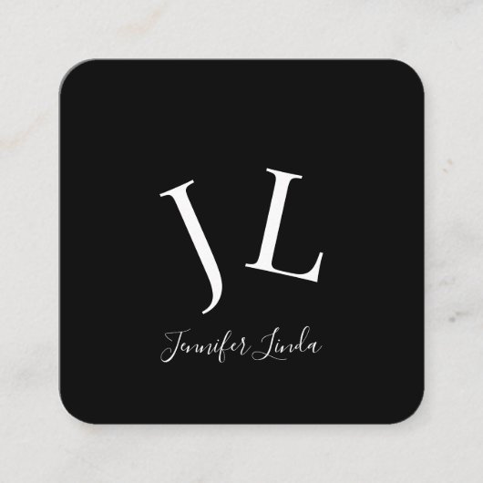 Stylish modern black white rounded  スクエア名刺 (正面)