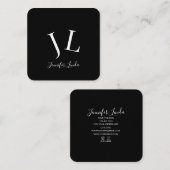 Stylish modern black white rounded  スクエア名刺 (正面/裏面)