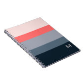 Stylish Modern Color Block Gray Pink Monogram ノートブック (右側)