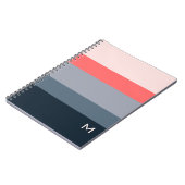 Stylish Modern Color Block Gray Pink Monogram ノートブック (左側)