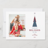 Stylish Modern Colorful Christmas Tree Photo  シーズンカード (正面)