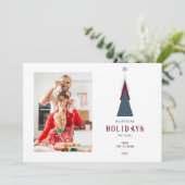 Stylish Modern Colorful Christmas Tree Photo  シーズンカード (スタンド正面)