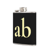  STYLISH MODERN CUSTOM NAME BLACK BEIGE WEDDING フラスク (左)
