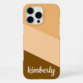STYLISH MODERN CUSTOM NAME BROWN BEIGE STRIPS  iPhoneケース (裏面)