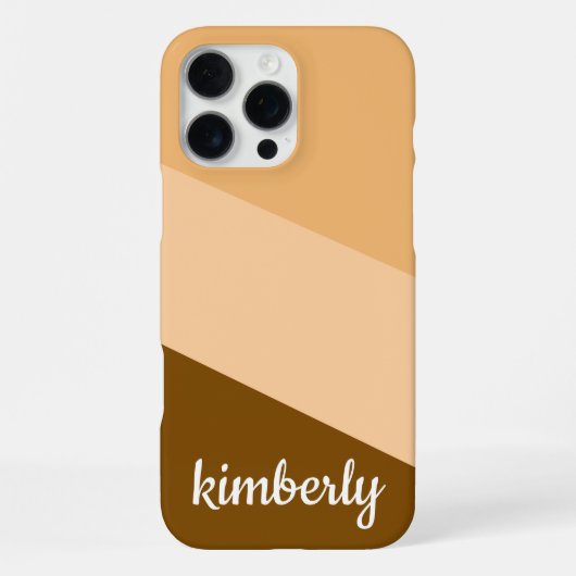STYLISH MODERN CUSTOM NAME BROWN BEIGE STRIPS  iPhoneケース (裏面)