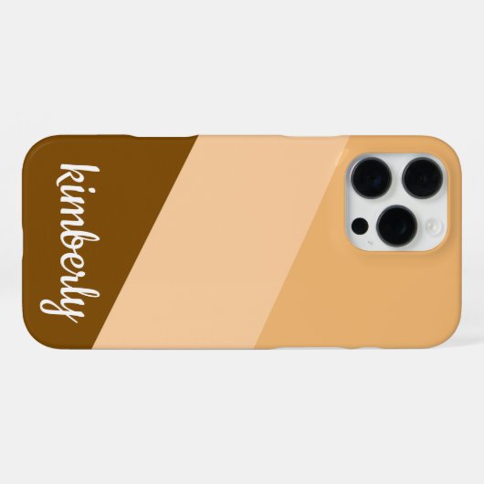 STYLISH MODERN CUSTOM NAME BROWN BEIGE STRIPS  iPhoneケース (裏面横)