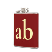  STYLISH MODERN CUSTOM NAME DARK RED BEIGE WEDDING フラスク (左)