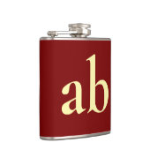  STYLISH MODERN CUSTOM NAME DARK RED BEIGE WEDDING フラスク (右)