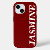 STYLISH MODERN CUSTOM NAME SOLID CHERRY RED COLOUR Case-Mate iPhoneケース (裏面)