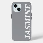 STYLISH MODERN CUSTOM NAME SOLID DARK GREY COLOUR Case-Mate iPhoneケース (裏面)
