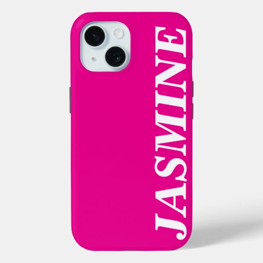 STYLISH MODERN CUSTOM NAME SOLID HOT PINK COLOUR Case-Mate iPhoneケース (裏面)