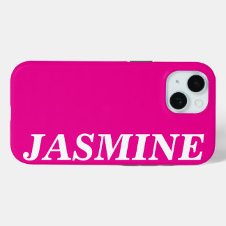 STYLISH MODERN CUSTOM NAME SOLID HOT PINK COLOUR iPhone 15ケース