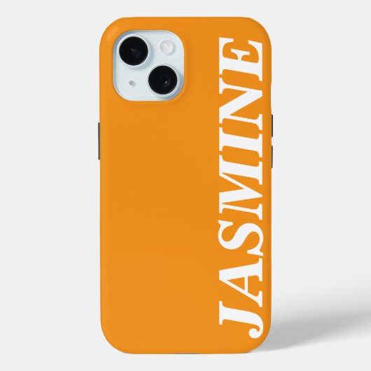 STYLISH MODERN CUSTOM NAME SOLID ORANGE COLOUR Case-Mate iPhoneケース (裏面)