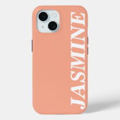 STYLISH MODERN CUSTOM NAME SOLID PEACH COLOUR Case-Mate iPhoneケース (裏面)