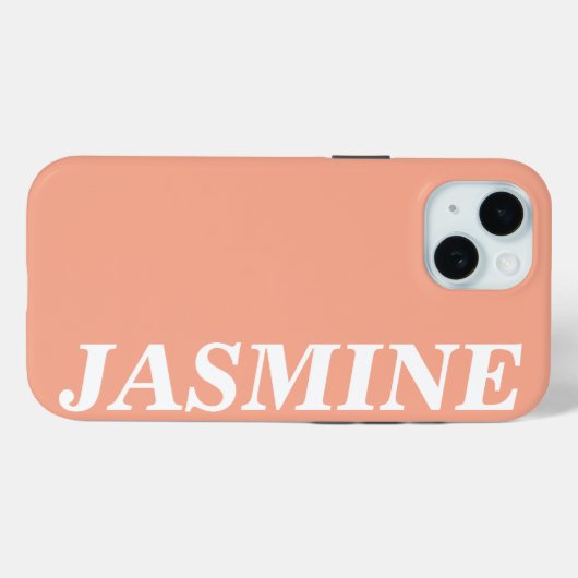 STYLISH MODERN CUSTOM NAME SOLID PEACH COLOUR Case-Mate iPhoneケース (裏面 (横))
