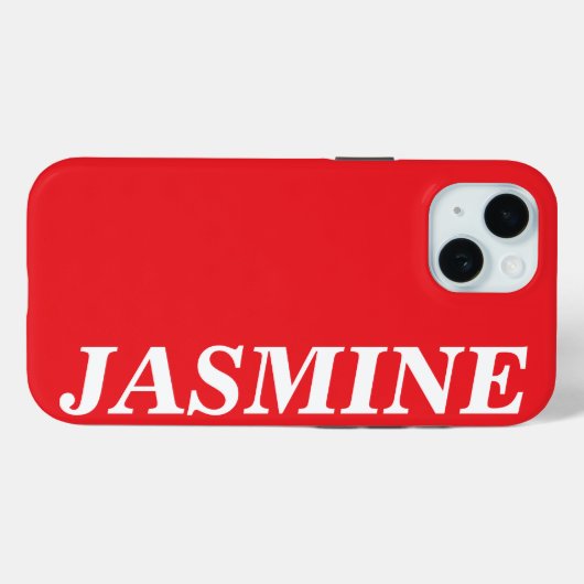 STYLISH MODERN CUSTOM NAME SOLID RED COLOUR Case-Mate iPhoneケース (裏面 (横))