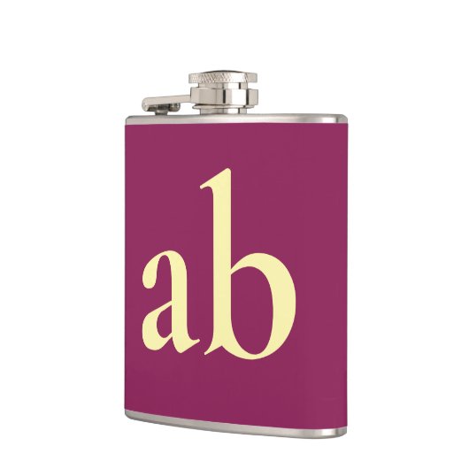  STYLISH MODERN CUSTOM NAME WINE BEIGE  WEDDING フラスク (左)