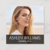 Stylish Modern Custom Photo Color Logo Black スクエア名刺 (正面)