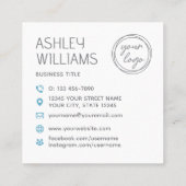 Stylish Modern Custom Photo Color Logo Blue スクエア名刺 (裏面)