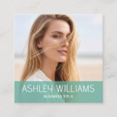 Stylish Modern Custom Photo Color Logo Green スクエア名刺 (正面)