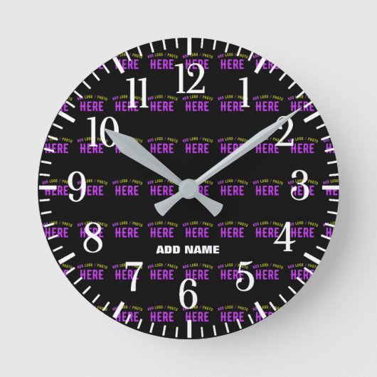 STYLISH MODERN CUSTOMIZABLE BLACK VERIFIED BRANDED ラウンド壁時計 (正面)