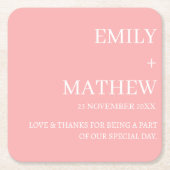 STYLISH MODERN CUSTOMIZED ELEGANT CLASSIC WEDDING  スクエアペーパーコースター (正面)