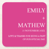 STYLISH MODERN CUSTOMIZED ELEGANT CLASSIC WEDDING スクエアペーパーコースター (正面)