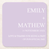 STYLISH MODERN CUSTOMIZED ELEGANT CLASSIC WEDDING  スクエアペーパーコースター (正面)