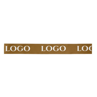 STYLISH MODERN CUSTOMIZED YOUR LOGO MINIMAL BROWN サテンリボン