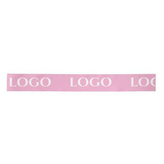 STYLISH MODERN CUSTOMIZED YOUR LOGO MINIMAL PINK サテンリボン (正面)