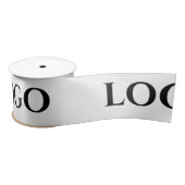 STYLISH MODERN CUSTOMIZED YOUR LOGO MINIMAL WHITE サテンリボン (リール)