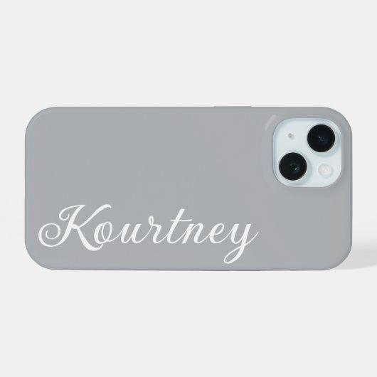 STYLISH MODERN ELEGANT CUSTOMIZED NAME GREY COLOUR iPhone 15ケース (裏面横)