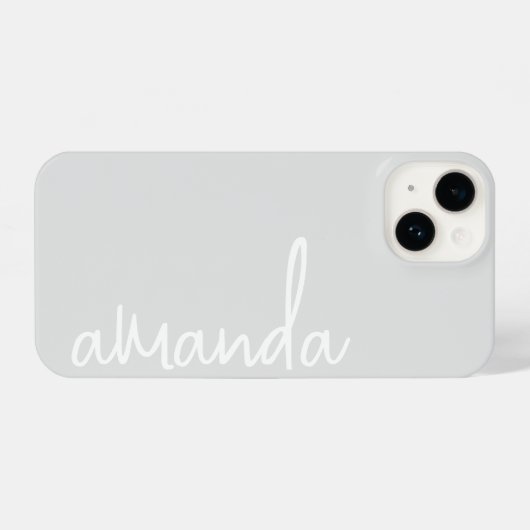 STYLISH MODERN ELEGANT CUSTOMIZED NAME LIGHT GREY iPhoneケース (裏面横)