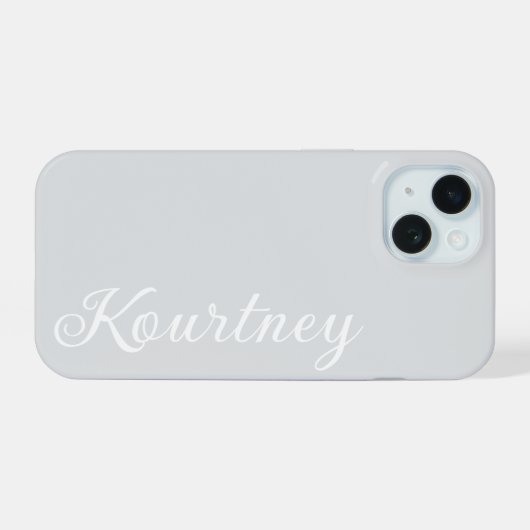 STYLISH MODERN ELEGANT CUSTOMIZED NAME LIGHT GREY  iPhone 15ケース (裏面横)
