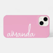 STYLISH MODERN ELEGANT CUSTOMIZED NAME LIGHT PINK iPhoneケース (裏面横)