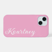 STYLISH MODERN ELEGANT CUSTOMIZED NAME LIGHT PINK iPhone 15ケース (裏面横)