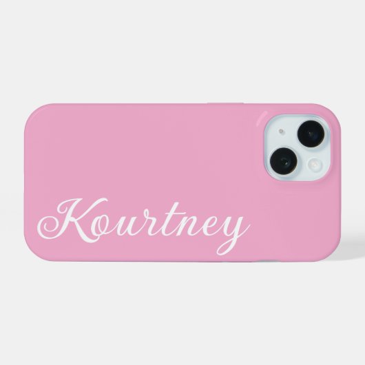 STYLISH MODERN ELEGANT CUSTOMIZED NAME LIGHT PINK iPhone 15ケース (裏面横)