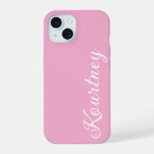 STYLISH MODERN ELEGANT CUSTOMIZED NAME LIGHT PINK iPhone 15ケース (裏面)