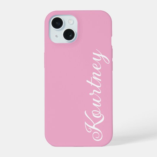 STYLISH MODERN ELEGANT CUSTOMIZED NAME LIGHT PINK iPhone 15ケース (裏面)