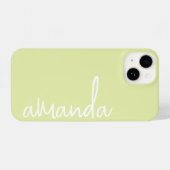 STYLISH MODERN ELEGANT CUSTOMIZED NAME LIME YELLOW iPhoneケース (裏面横)