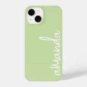 STYLISH MODERN ELEGANT CUSTOMIZED NAME PALE GREEN iPhoneケース (裏面)