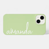 STYLISH MODERN ELEGANT CUSTOMIZED NAME PALE GREEN iPhoneケース (裏面横)