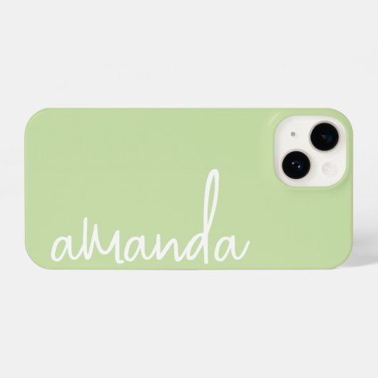 STYLISH MODERN ELEGANT CUSTOMIZED NAME PALE GREEN iPhoneケース (裏面横)