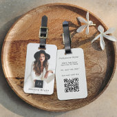 Stylish Modern Entrepreneur Monogram Photo QR Code ラゲッジタグ
